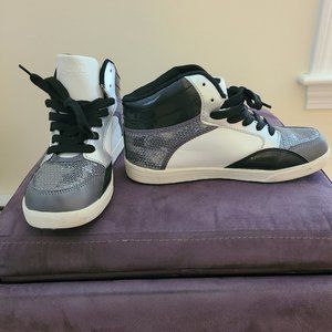 Gia Mia Hip Hop Sneakers - Dance - black, white, silver w/ silver sequins.